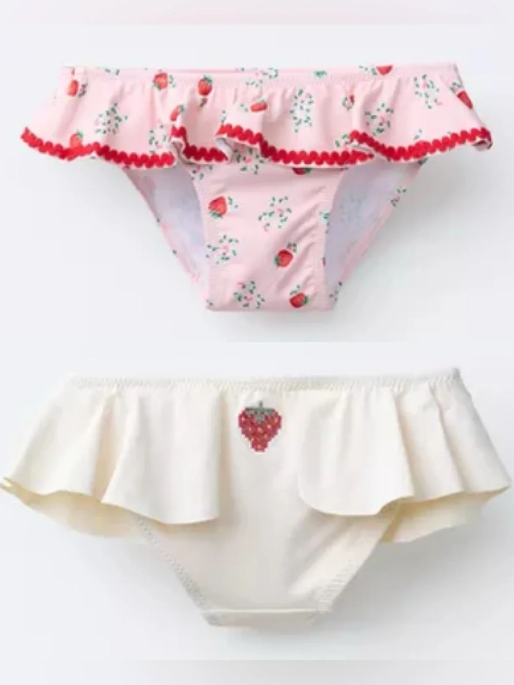 NWT Zara Girls 2 Pack Strawberry Ruffled Swim Bikini Bottoms 6 Years 122 cm 6x